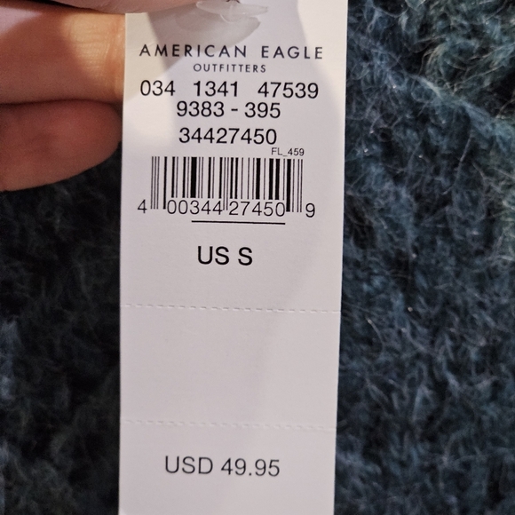 ♡ American Eagle Outfitters Wool Sweater | Dark Teal Blue Slouch Oversized Fit S - Picture 11 of 11